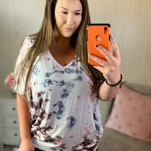 4 shirts/$25 Be Stage L Tie Dye Dolman sleeve top